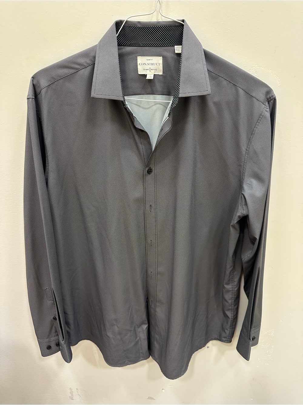 Construct Men's Charcoal Dress Shirt with Spread Collar